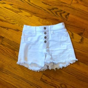 Abercrombie Kids High Rise White Denim Shorts